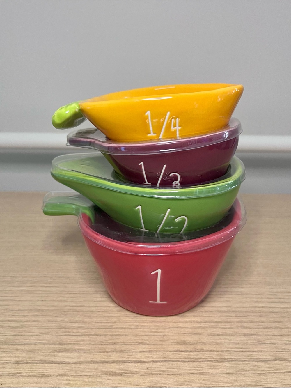 Rae Dunn Vegetable Measuring Cups - Ceramic - Stacking - NWT